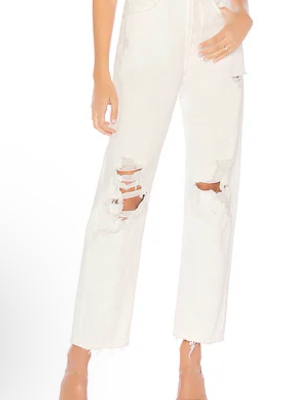 Agolde 90s Fit in White Out Straight Jeans with Knee Rips